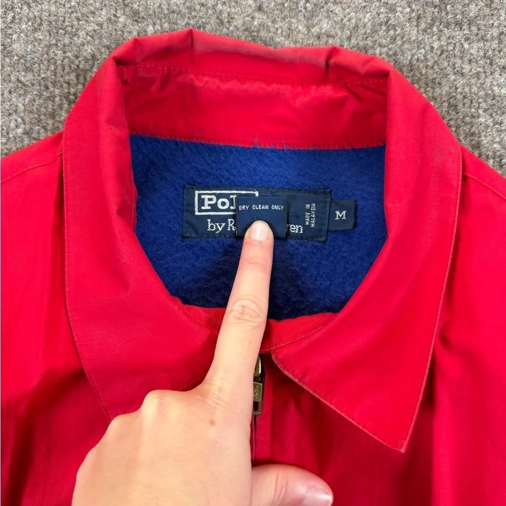 Vintage Polo Ralph Lauren Red Parka Jacket Mens M Fleece Lined Outdoor Retro 90s